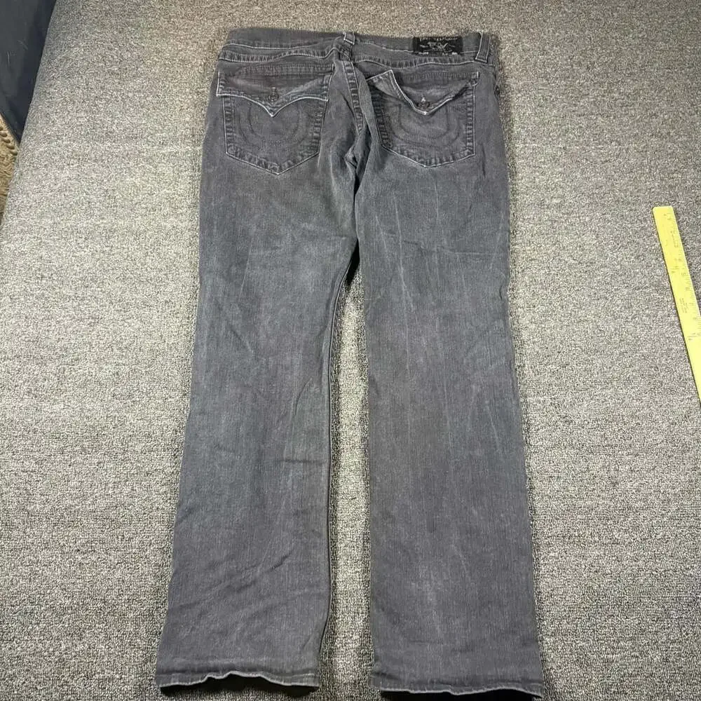 2000s True Religion Ricky Straight Jeans Size 38 Gray Flap Pocket